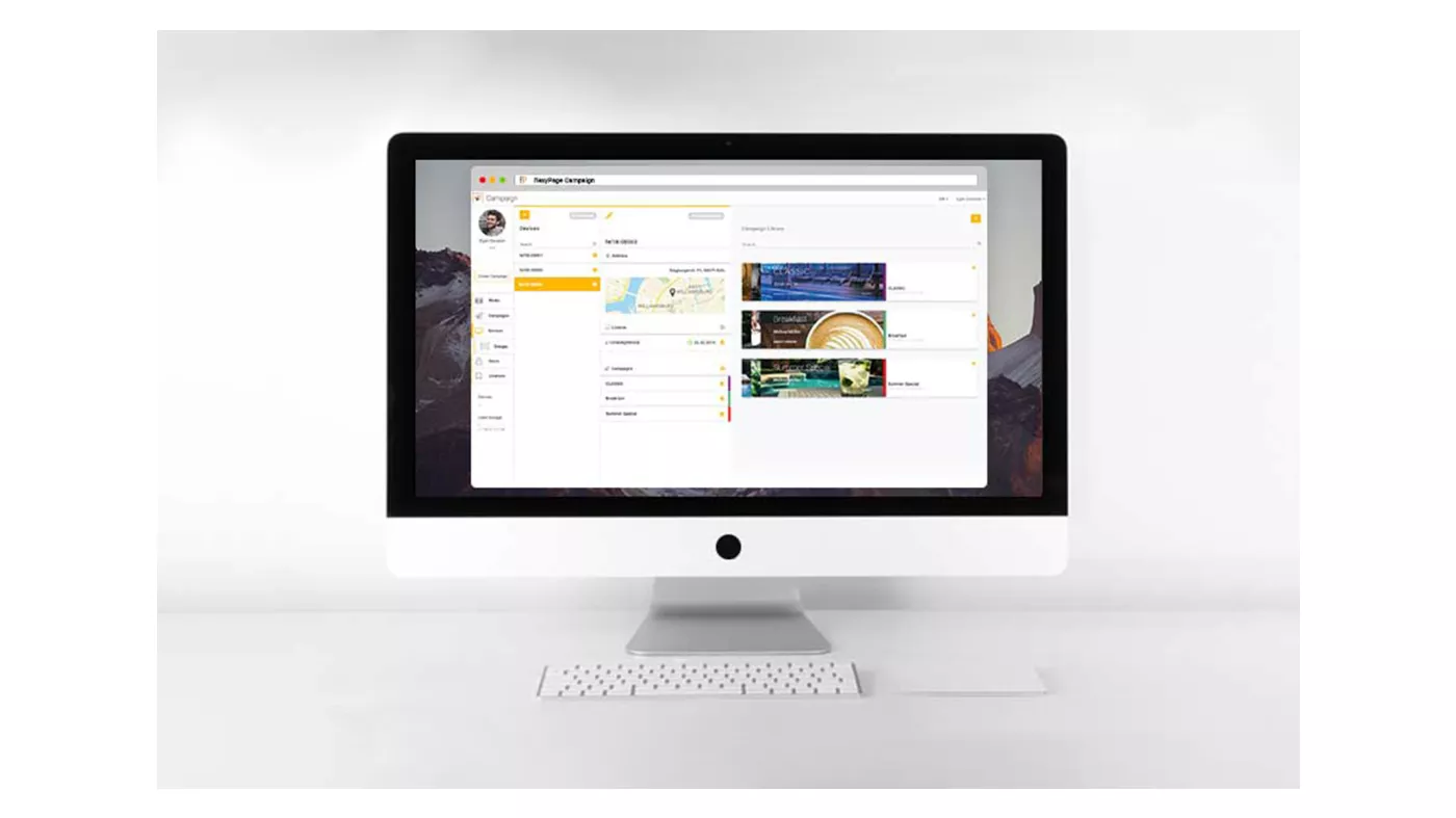 Webbasierte Software zur Konfiguration eines flexyPage Displays auf dem Laptop oder Tablet
