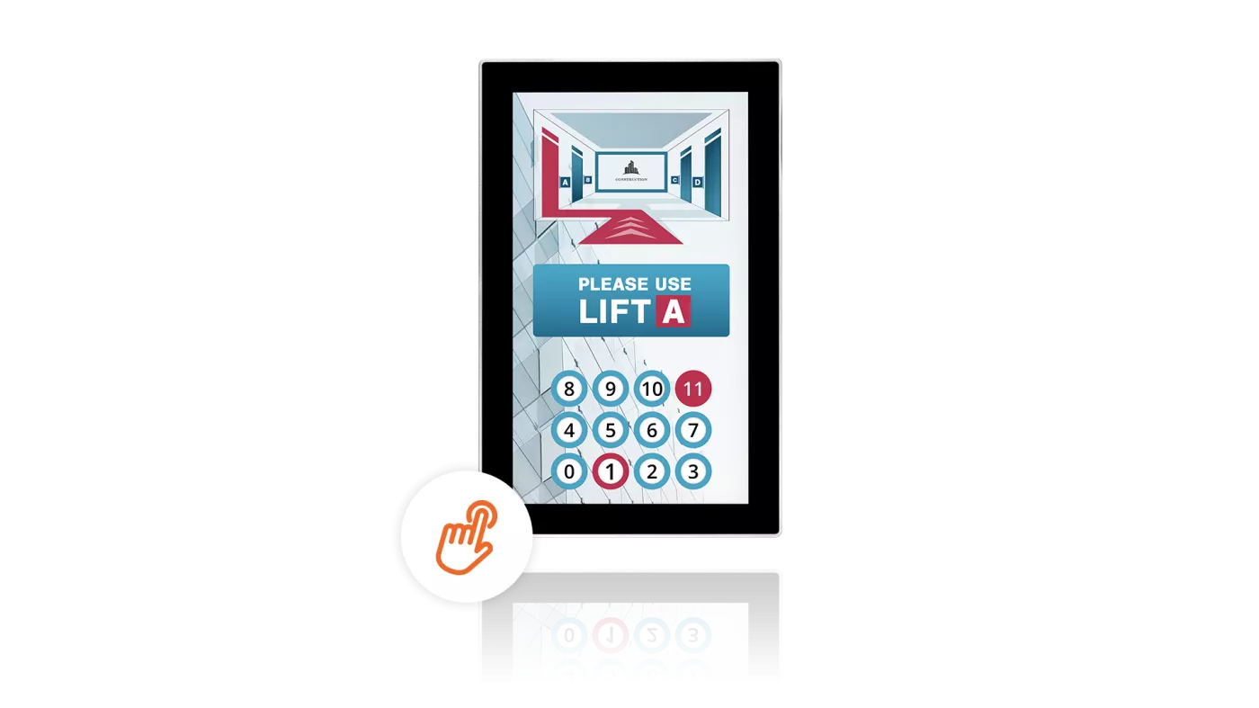flexyPage touch display for destination dispatch systems